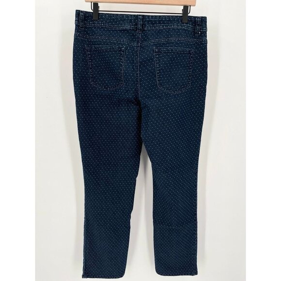Chicos Ladies Dark Wash Polka Dot Jeans Size 1.5 Straight Leg Lightweight 10 - Picture 7 of 9